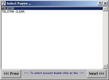 payee pick list